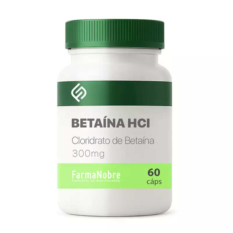 Betaína HCl (Cloridrato de Betaína) 300mg 60 Cápsulas