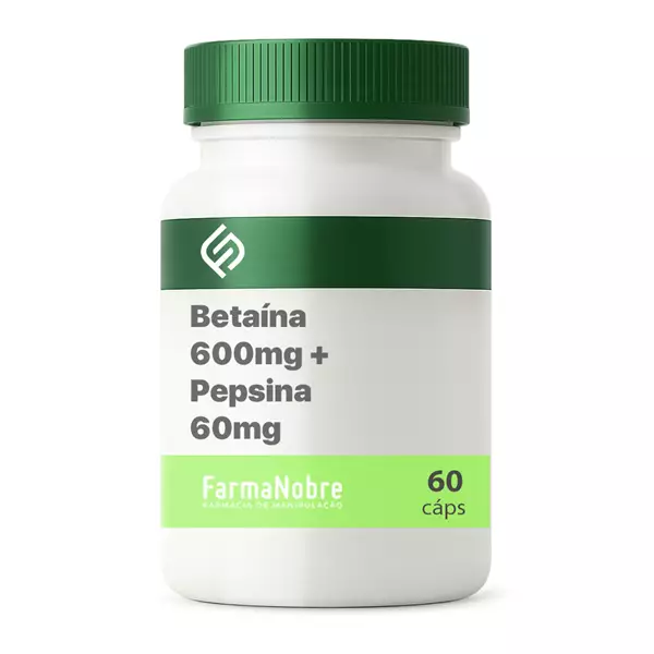 Betaína 600mg + Pepsina 60mg - 60 Cápsulas