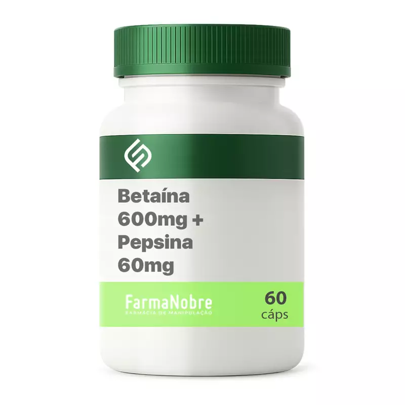 Betaína 600mg + Pepsina 60mg - 60 Cápsulas