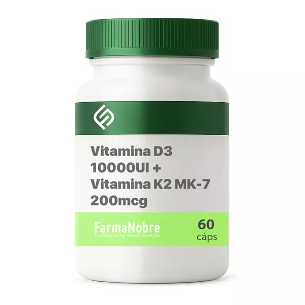 Vitamina D3 10000UI + Vitamina K2 MK-7 200mcg - 60 Cápsulas